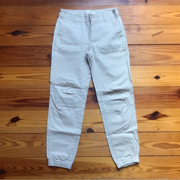 Loft Light Beige Gathered Ankle Khaki Pants, NWT, 0 - Picture 2 of 11